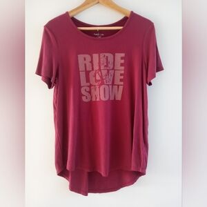 Chestnut Bay Burgundy Ride Love Show Graphic Short Sleeve Tee, Sz L